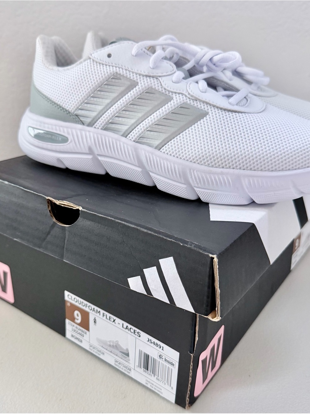 adidas Women’s White Sneakers with Silver Stripes